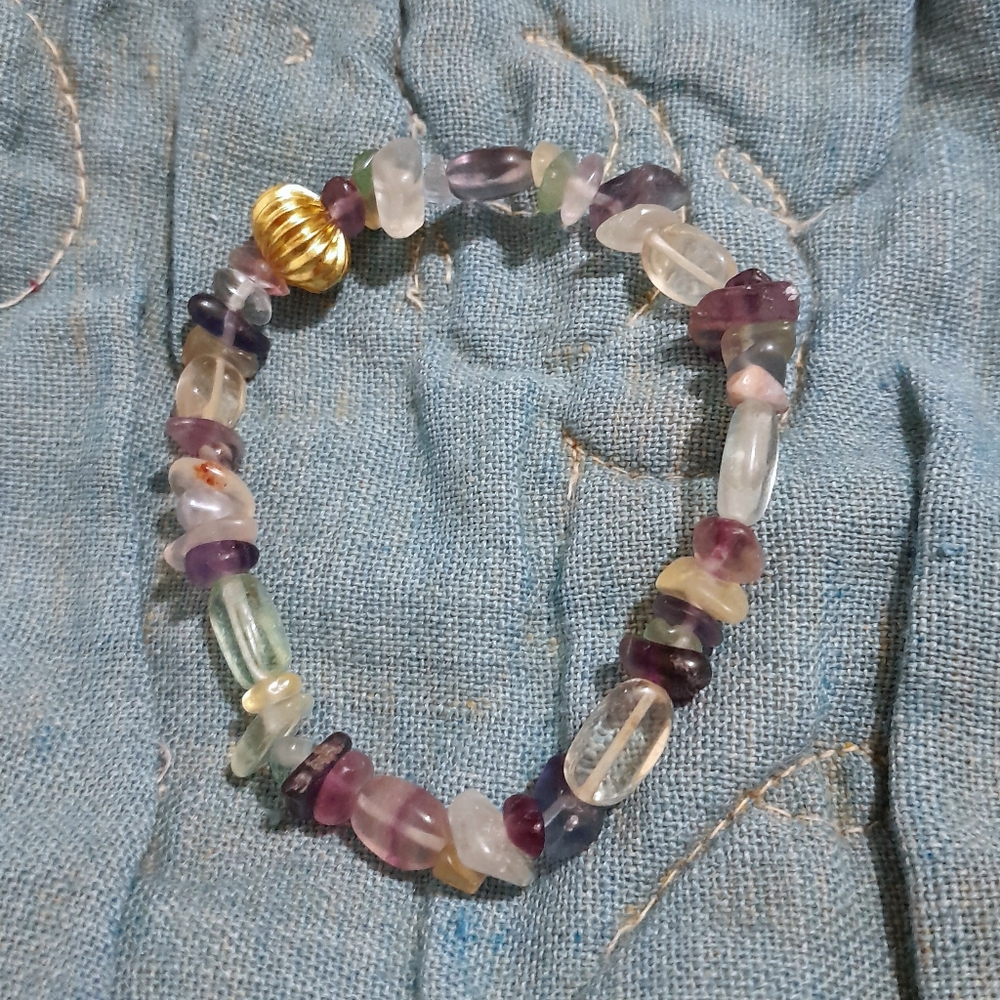 Handmade Rainbow Fluorite Stretch Bracelet